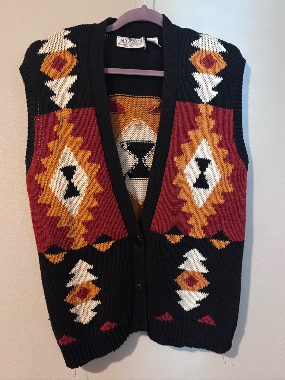 Vintage AUTOGRAPH AMERICAN CLOTHING  Southwestern Knit Vest Western Style